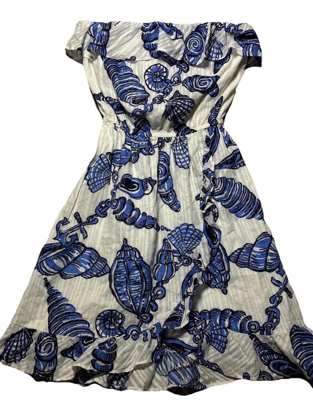 Lilly Pulitzer Billie Ruffle Shift Halter Dress Seashell Nautical Design Small